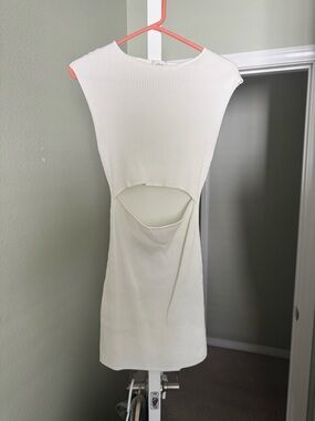 Cream Ribbed Cutout Bodycon Dress - Women